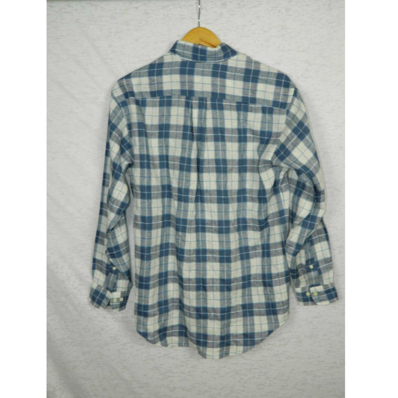 Brooks Brothers Men's Shirt Small Blue White Plaid Irish Linen Madison Style - Picture 5 of 8